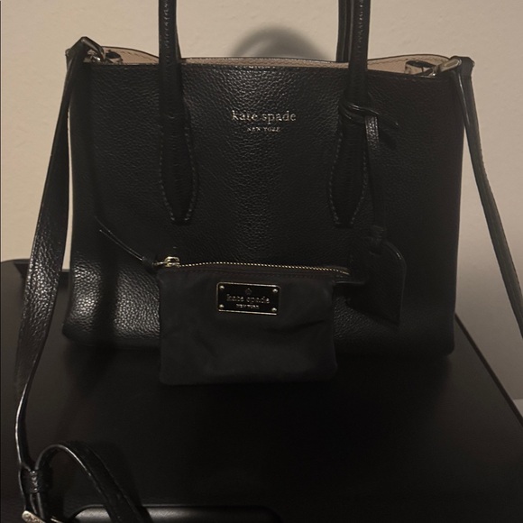 kate spade Handbags - kate spade Black Leather Tote with pale pink interior